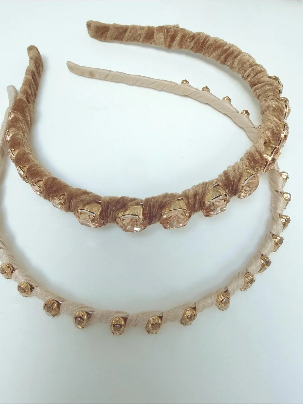 Bejeweled Velvet Wrap Headbands - Brown & Taupe